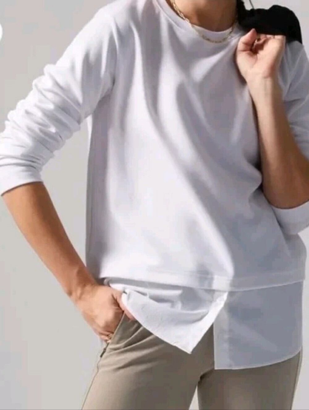 Athleta Women's Gallery White Long Sleeve Tunic Sweatshirt Athleisure Sz L
